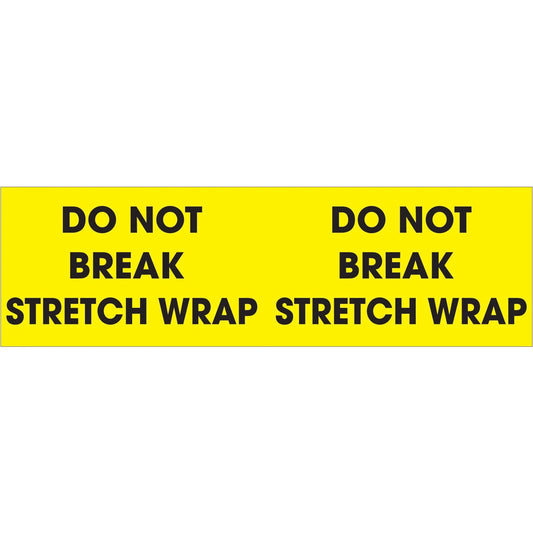 3 x 10" - "Do Not Break Stretch Wrap" (Fluorescent Yellow) Labels - DL1196 Box Packaging Partner