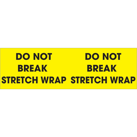 3 x 10" - "Do Not Break Stretch Wrap" (Fluorescent Yellow) Labels - DL1196