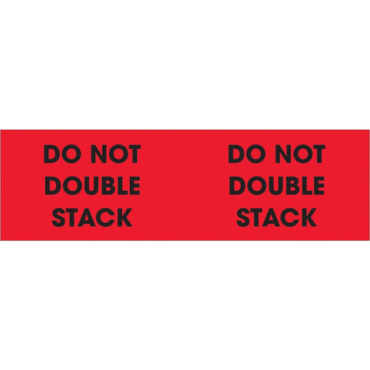 3 x 10" - "Do Not Double Stack" (Fluorescent Red) Labels - DL1194 Box Packaging Partner