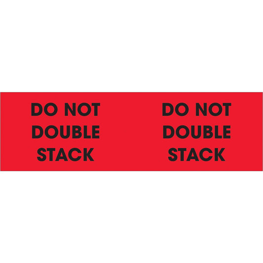 3 x 10" - "Do Not Double Stack" (Fluorescent Red) Labels - DL1194