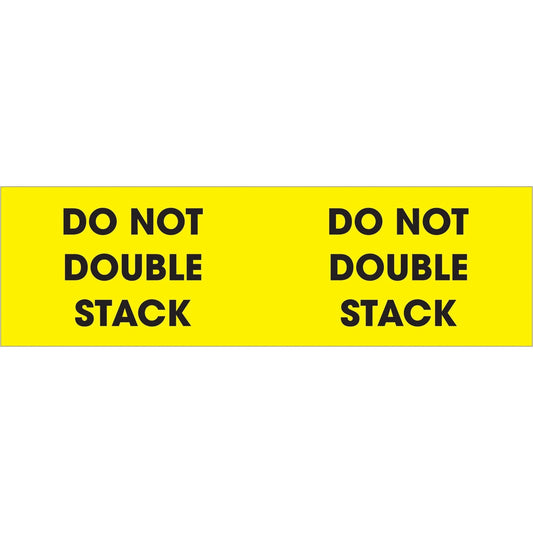 3 x 10" - "Do Not Double Stack" (Fluorescent Yellow) Labels - DL3101 Box Packaging Partner