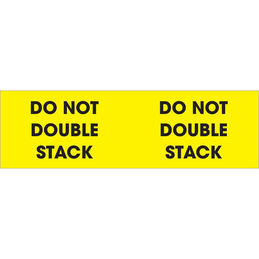 3 x 10" - "Do Not Double Stack" (Fluorescent Yellow) Labels - DL3101