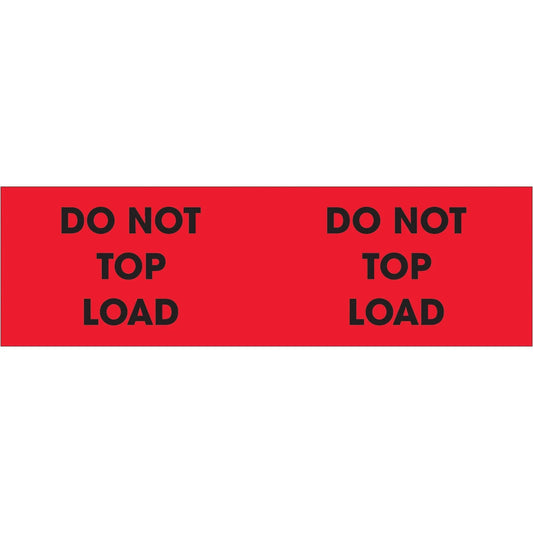 3 x 10" - "Do Not Top Load" (Fluorescent Red) Labels - DL3121 Box Packaging Partner