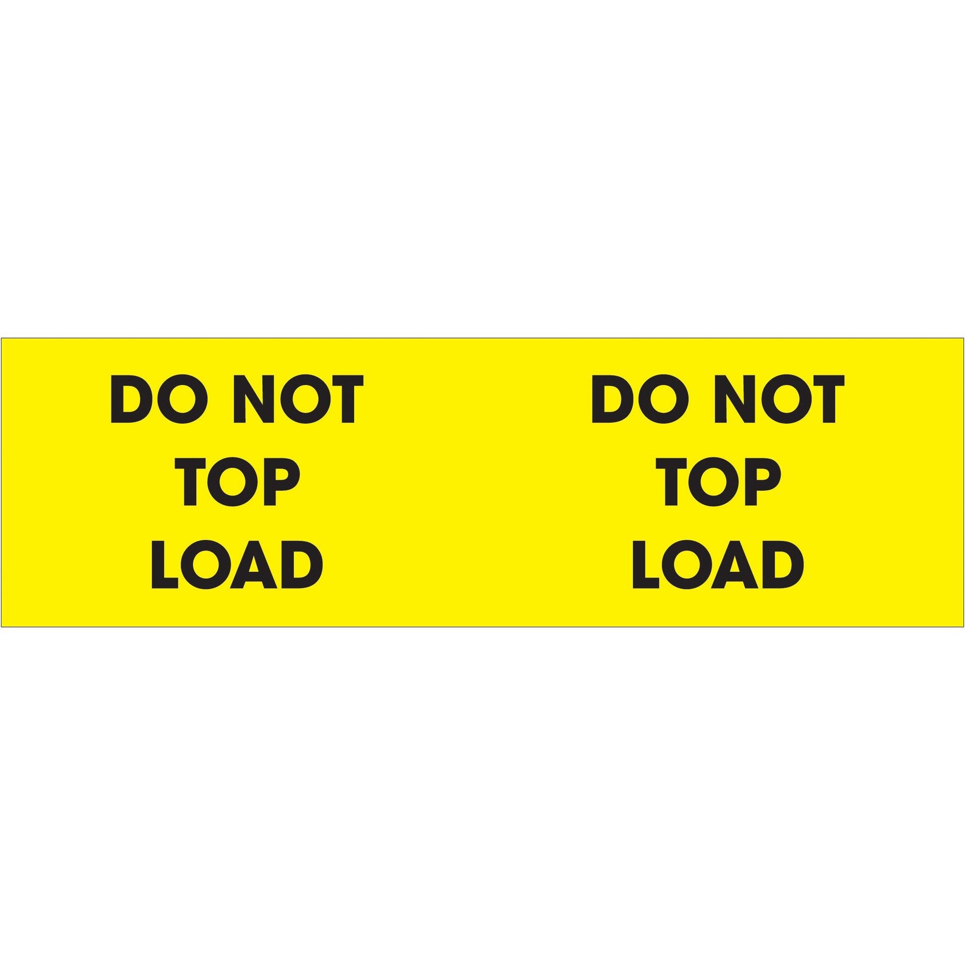 3 x 10" - "Do Not Top Load" (Fluorescent Yellow) Labels - DL1226