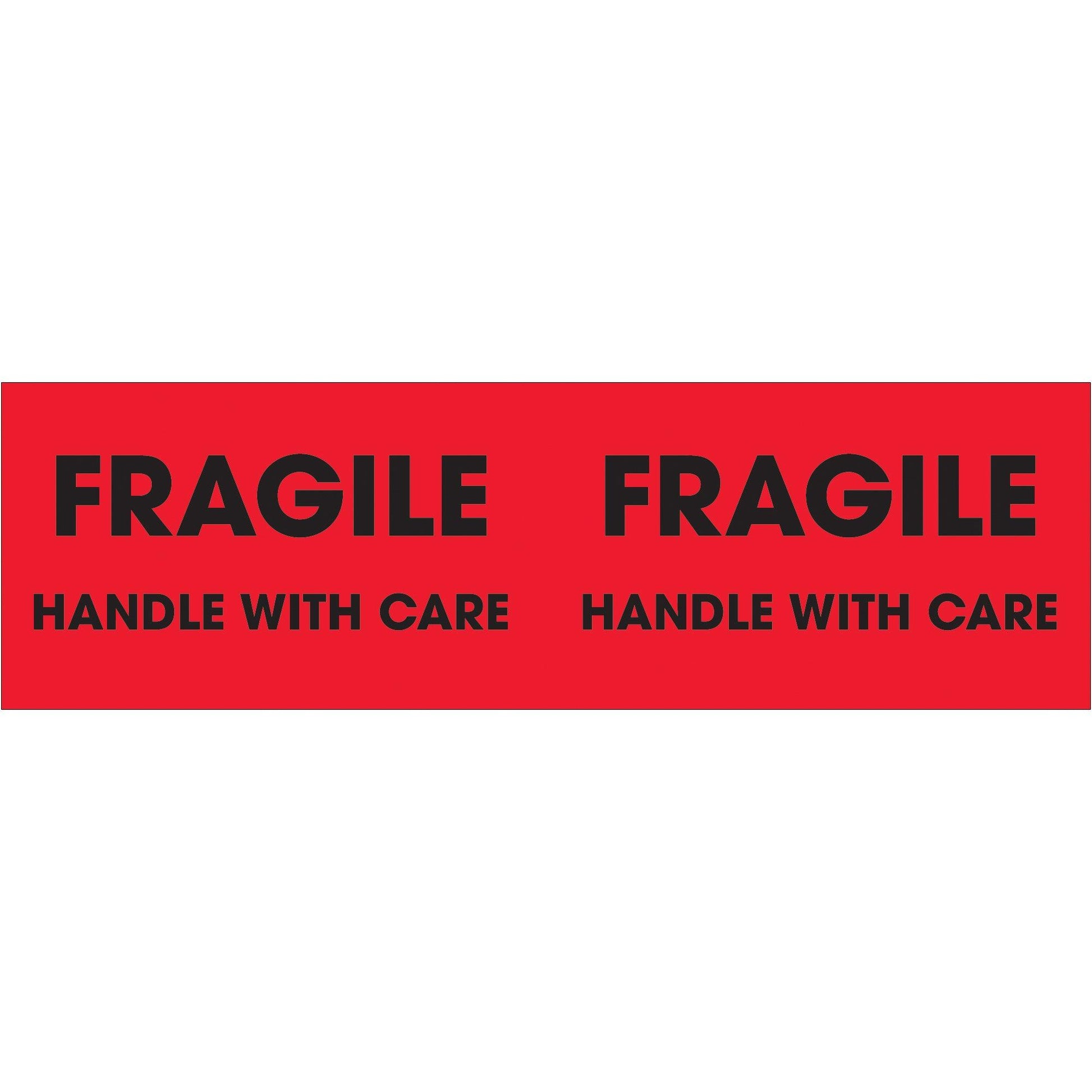 3 x 10" - "Fragile - Handle With Care" (Fluorescent Red) Labels - DL3131