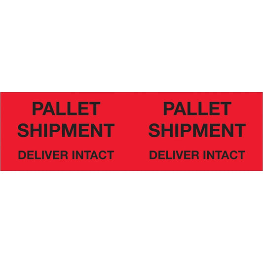 3 x 10" - "Pallet Shipment - Deliver Intact" (Fluorescent Red) Labels - DL1330 Box Packaging Partner