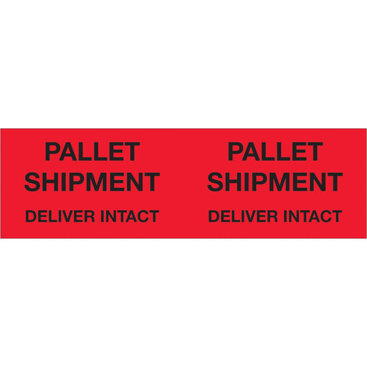 3 x 10" - "Pallet Shipment - Deliver Intact" (Fluorescent Red) Labels - DL1330