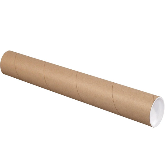 3 x 12" Kraft Tubes with Caps - P3012K Box Packaging Partner