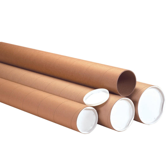 3 x 24" Kraft Heavy-Duty Tubes with Caps - P3024KHD