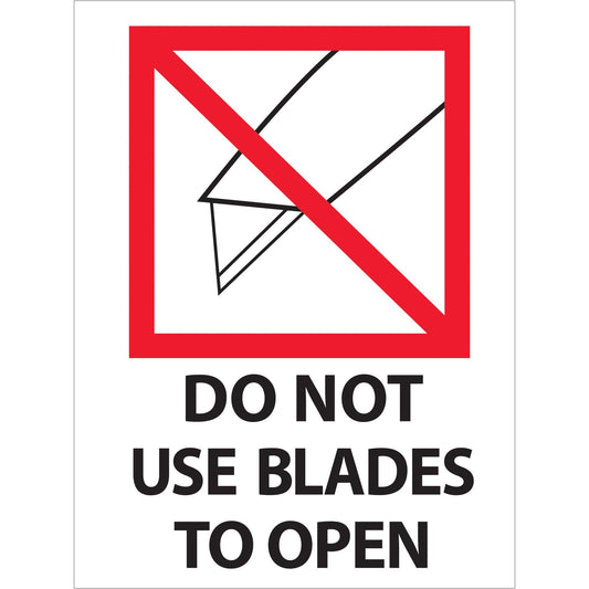 3 x 4" - "Do Not Use Blades to Open" Labels - IPM325