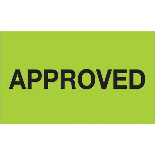 3 x 5" - "Approved" (Fluorescent Green) Labels - DL1154