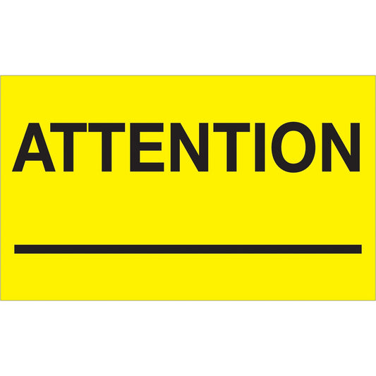 3 x 5" - "Attention ___" (Fluorescent Yellow) Labels - DL1125