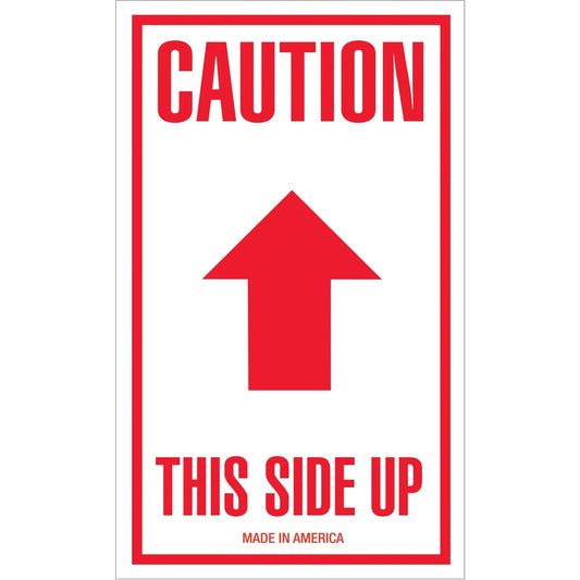 3 x 5" - "Caution - This Side Up" Arrow Labels - SCL515 Box Packaging Partner