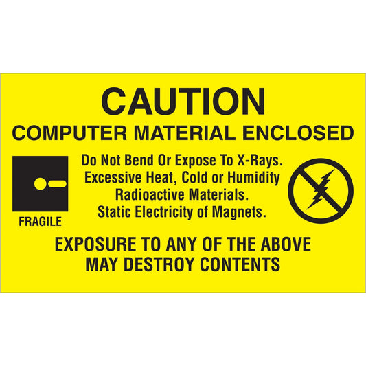 3 x 5" - "Computer Material Enclosed" Labels - DL9201