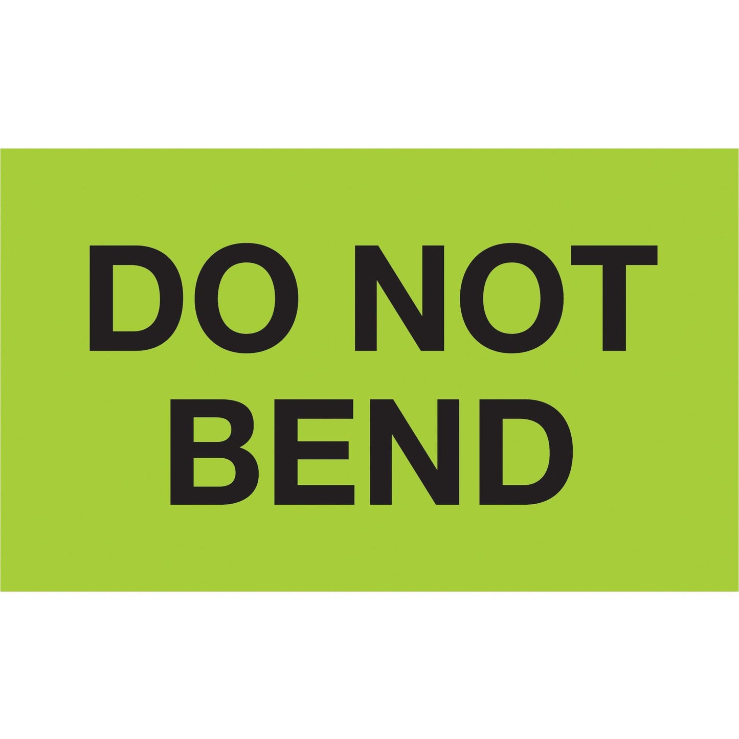 3 x 5" - "Do Not Bend" (Fluorescent Green) Labels - DL2343