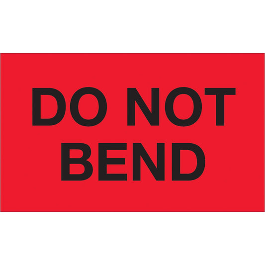 3 x 5" - "Do Not Bend" (Fluorescent Red) Labels - DL1087