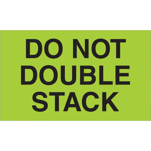 3 x 5" - "Do Not Double Stack" (Fluorescent Green) Labels - DL2261 Box Packaging Partner