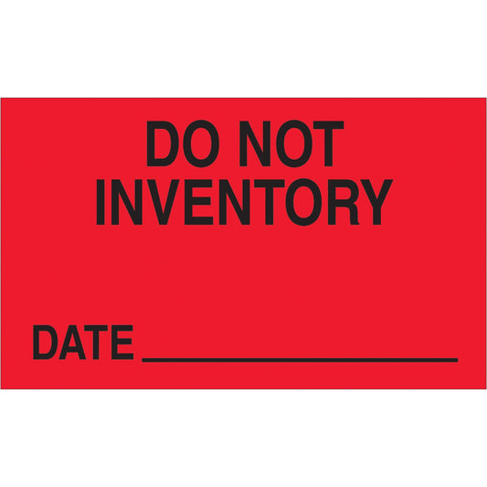 3 x 5" - "Do Not Inventory - Date" (Fluorescent Red) Labels - DL3421