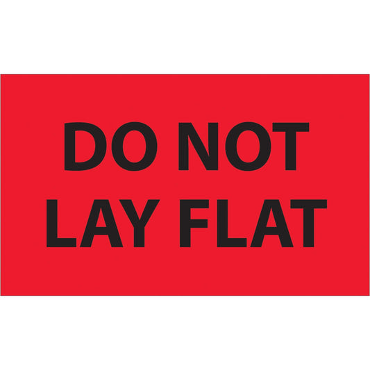 3 x 5" - "Do Not Lay Flat" (Fluorescent Red) Labels - DL1088