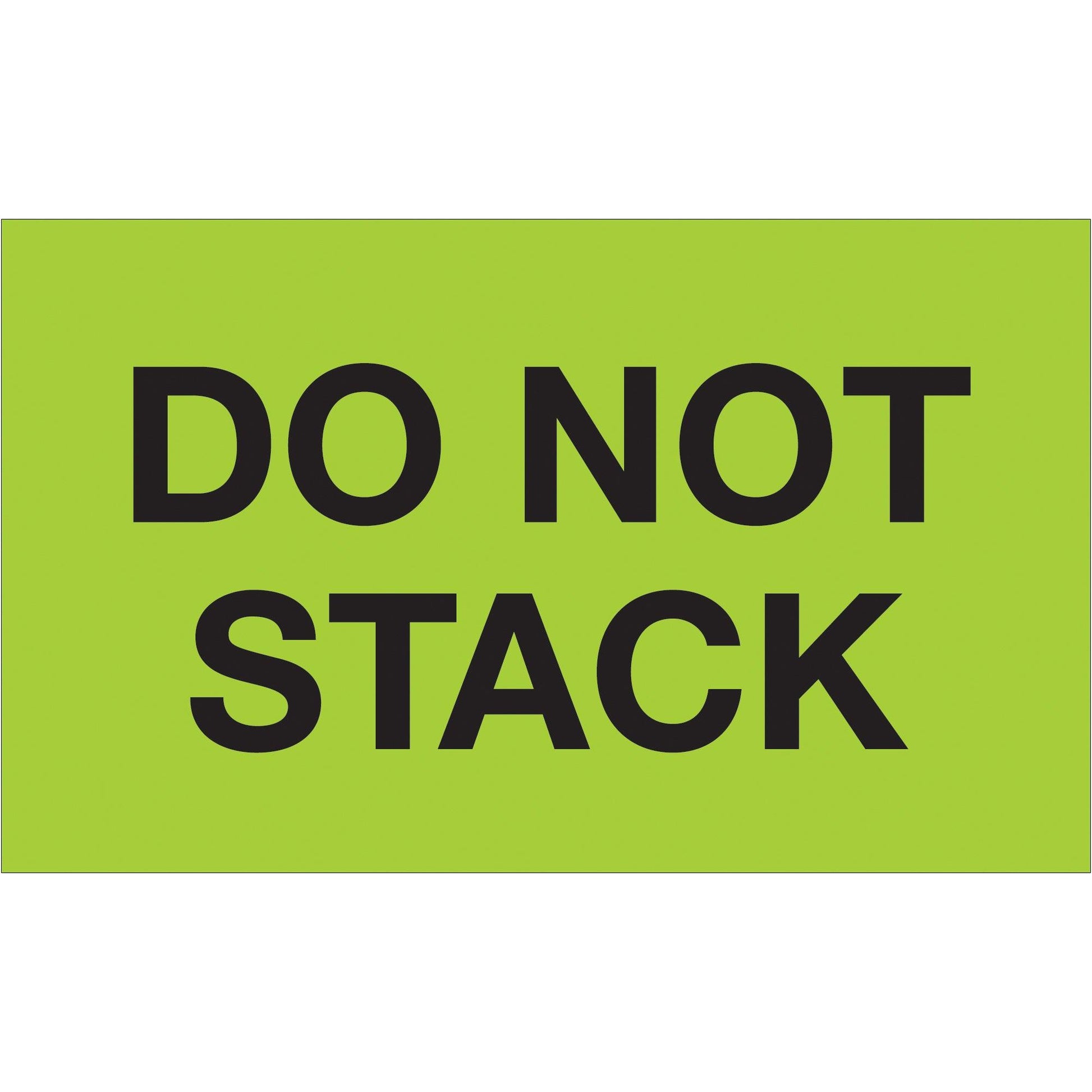 3 x 5" - "Do Not Stack" (Fluorescent Green) Labels - DL2241