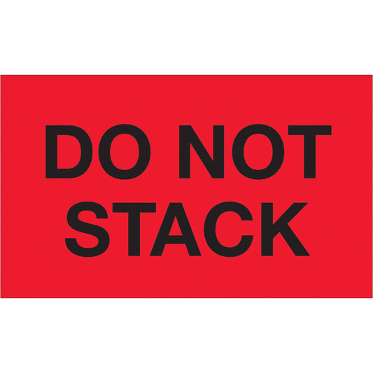 3 x 5" - "Do Not Stack" (Fluorescent Red) Labels - DL1099