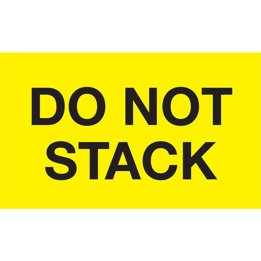 3 x 5" - "Do Not Stack" (Fluorescent Yellow) Labels - DL2346