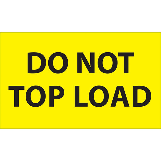 3 x 5" - "Do Not Top Load" (Fluorescent Yellow) Labels - DL1106