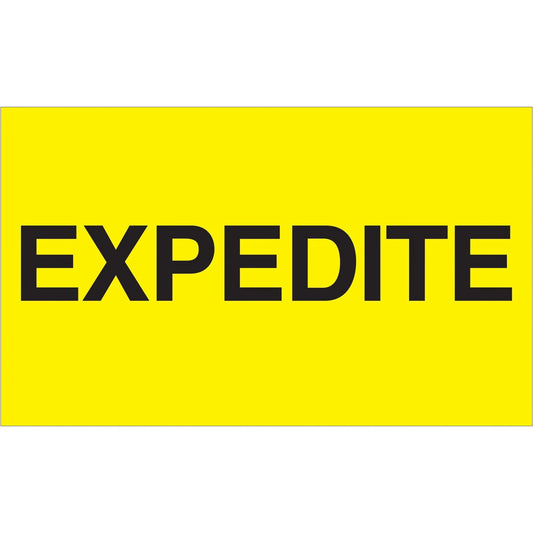 3 x 5" - "Expedite" (Fluorescent Yellow) Labels - DL2381 Box Packaging Partner