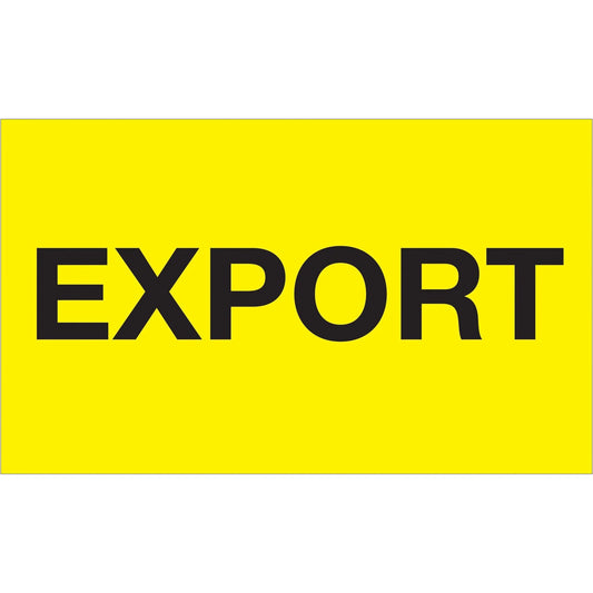 3 x 5" - "Export" (Fluorescent Yellow) Labels - DL1122 Box Packaging Partner