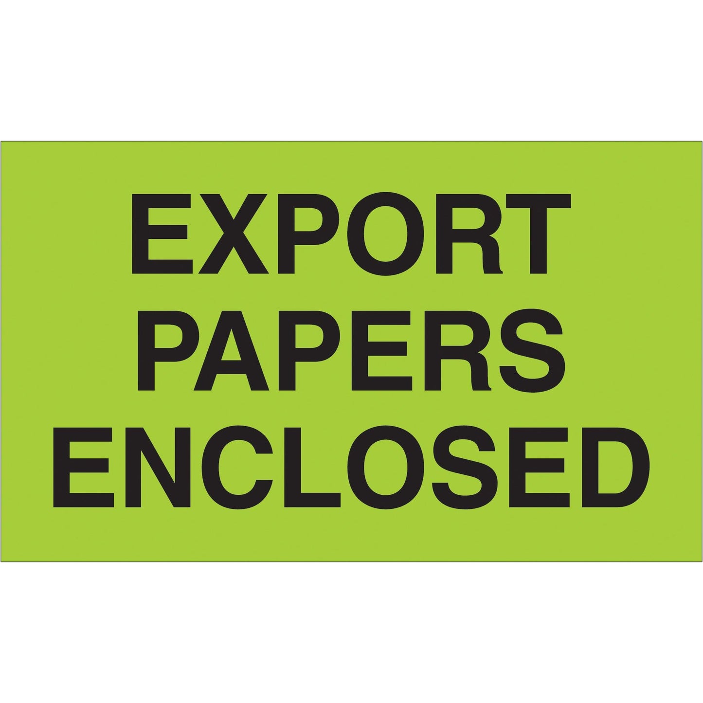 3 x 5" - "Export Papers Enclosed" (Fluorescent Green) Labels - DL2401