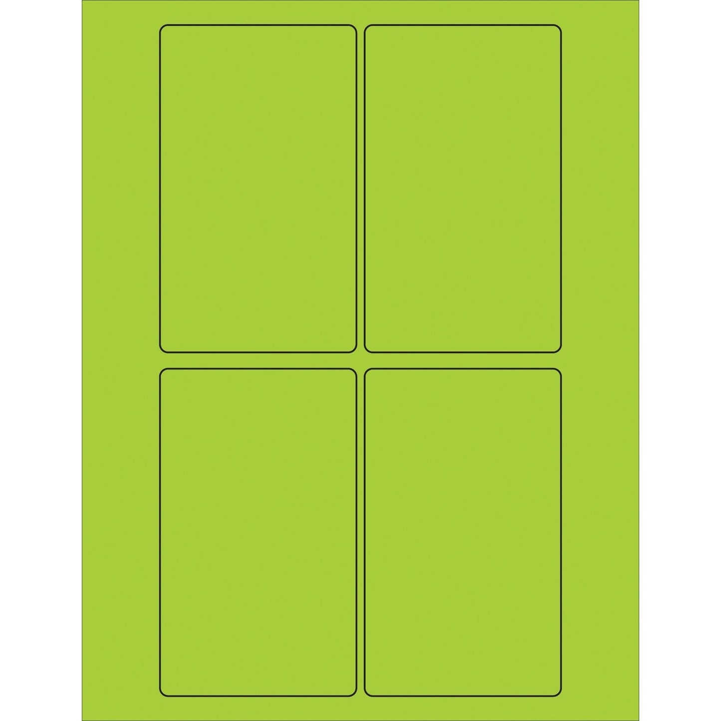 3 x 5" Fluorescent Green Rectangle Laser Labels - LL175GN