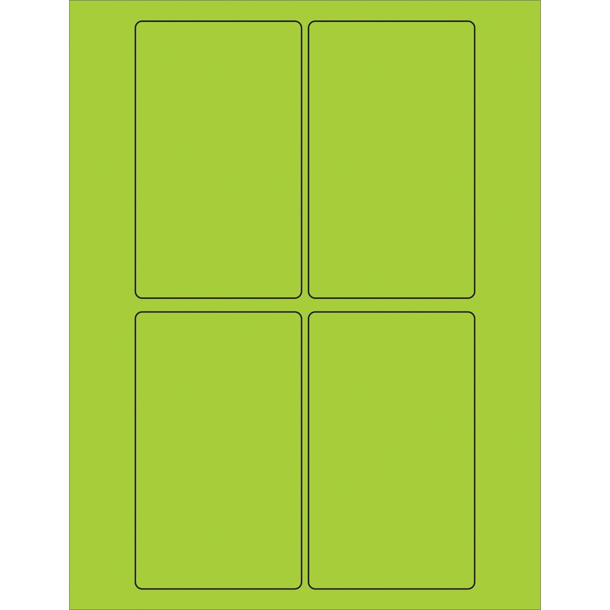 3 x 5" Fluorescent Green Rectangle Laser Labels - LL175GN