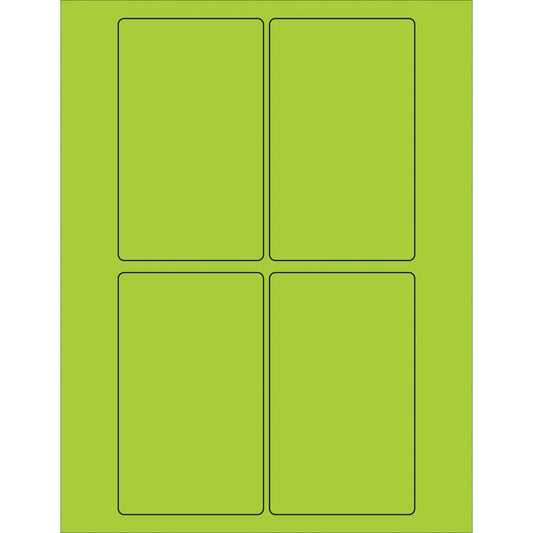 3 x 5" Fluorescent Green Rectangle Laser Labels - LL175GN