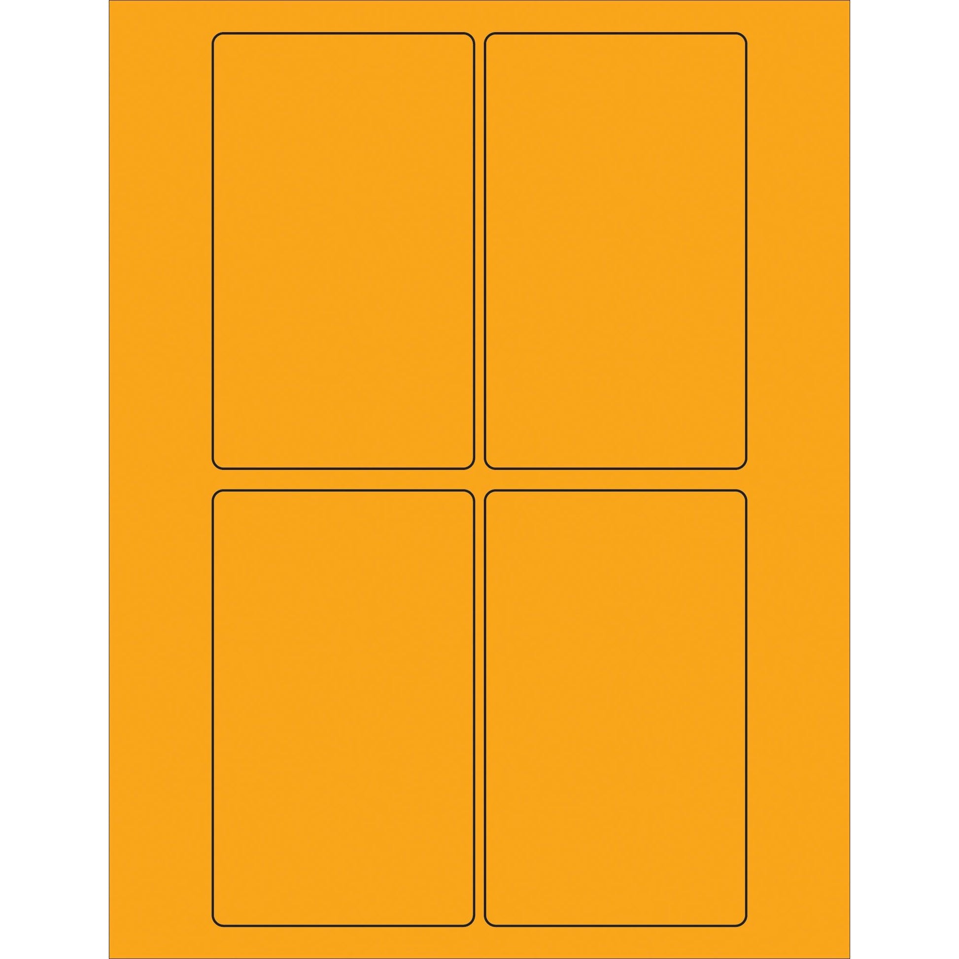 3 x 5" Fluorescent Orange Rectangle Laser Labels - LL175OR