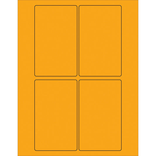 3 x 5" Fluorescent Orange Rectangle Laser Labels - LL175OR