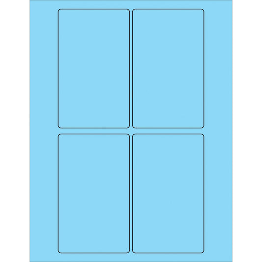 3 x 5" Fluorescent Pastel Blue Rectangle Laser Labels - LL175BE