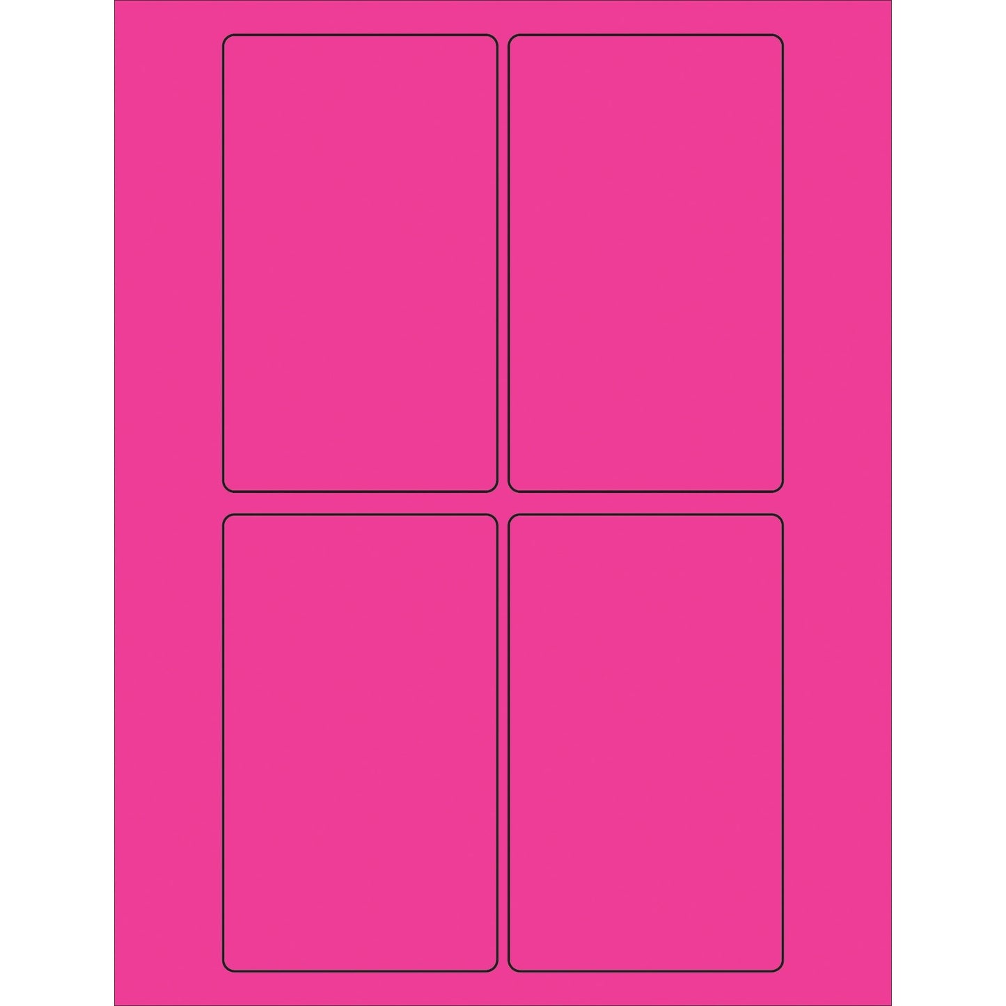 3 x 5" Fluorescent Pink Rectangle Laser Labels - LL175PK