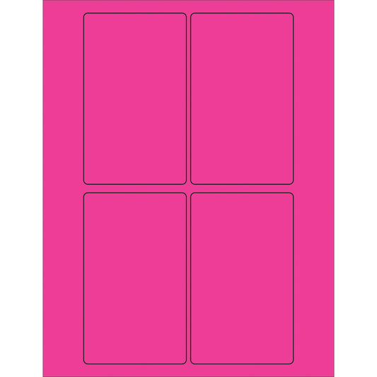 3 x 5" Fluorescent Pink Rectangle Laser Labels - LL175PK