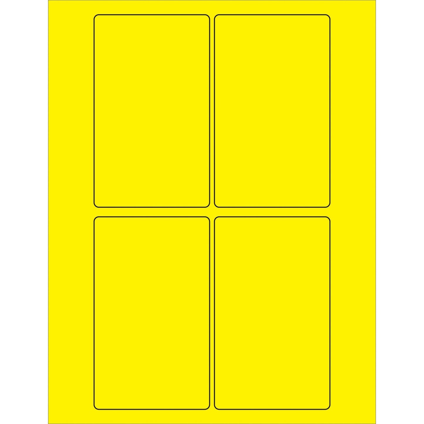 3 x 5" Fluorescent Yellow Rectangle Laser Labels - LL175YE