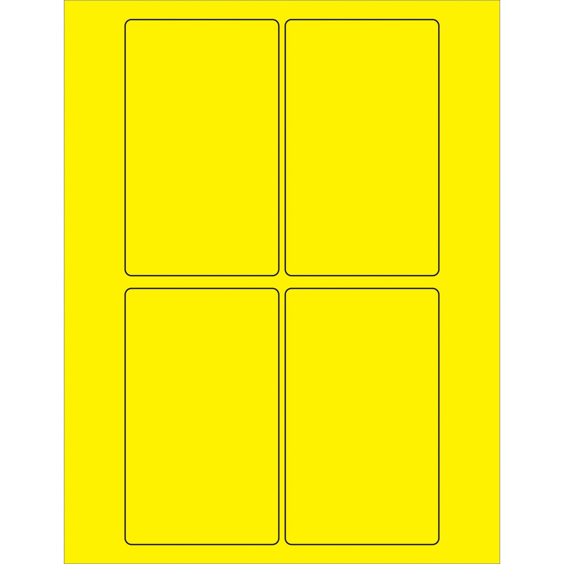 3 x 5" Fluorescent Yellow Rectangle Laser Labels - LL175YE