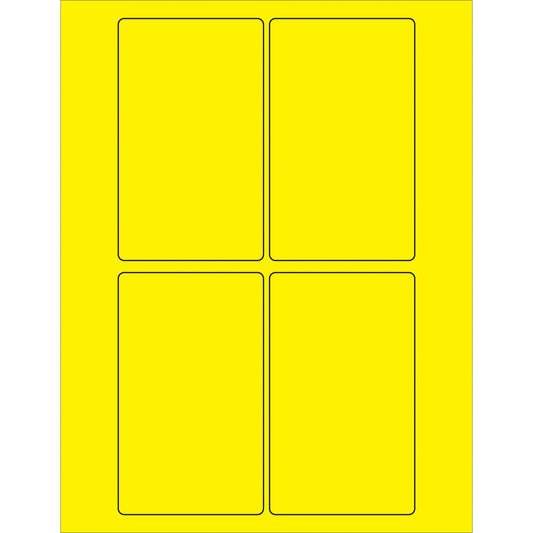 3 x 5" Fluorescent Yellow Rectangle Laser Labels - LL175YE