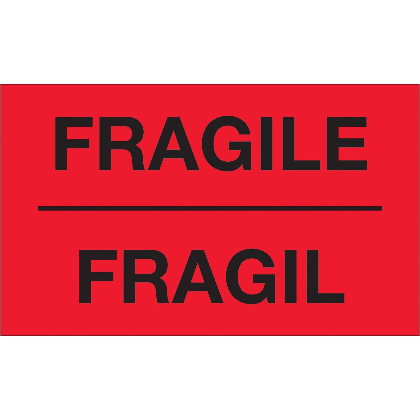 3 x 5" - "Fragil" (Fluorescent Red) Bilingual Labels - DL1091