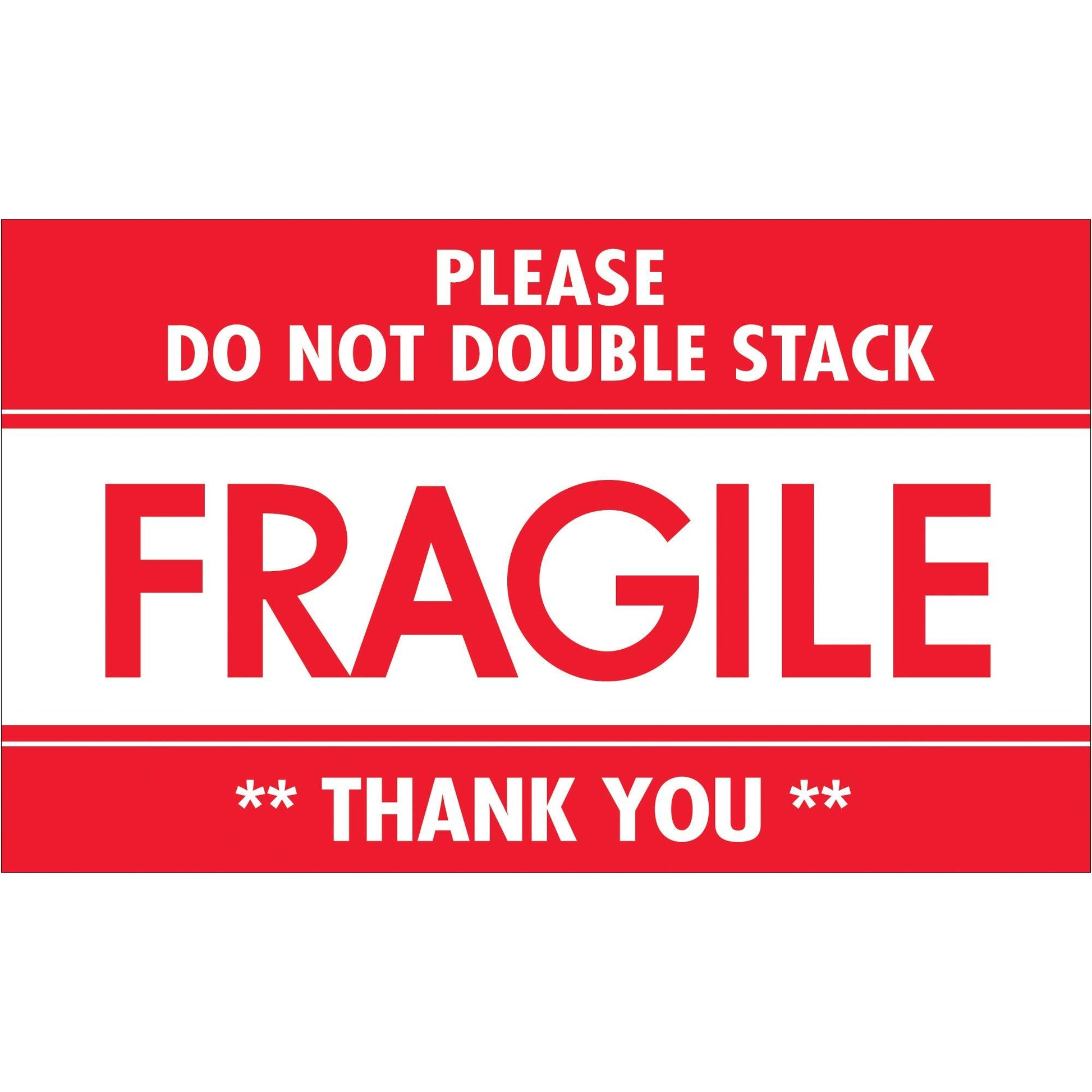 3 x 5" - "Fragile - Do Not Double Stack" Labels - DL2159