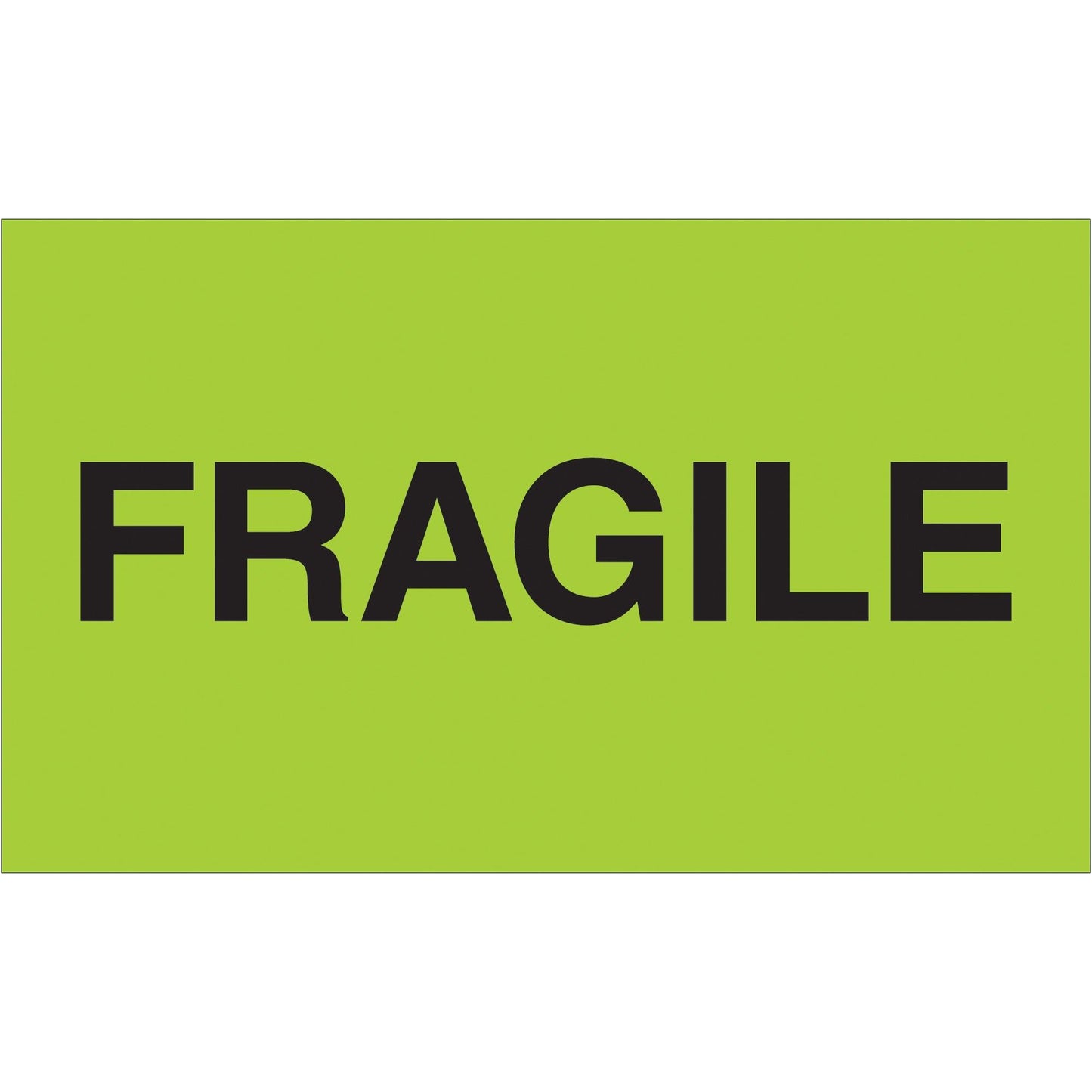 3 x 5" - "Fragile" (Fluorescent Green) Labels - DL2421