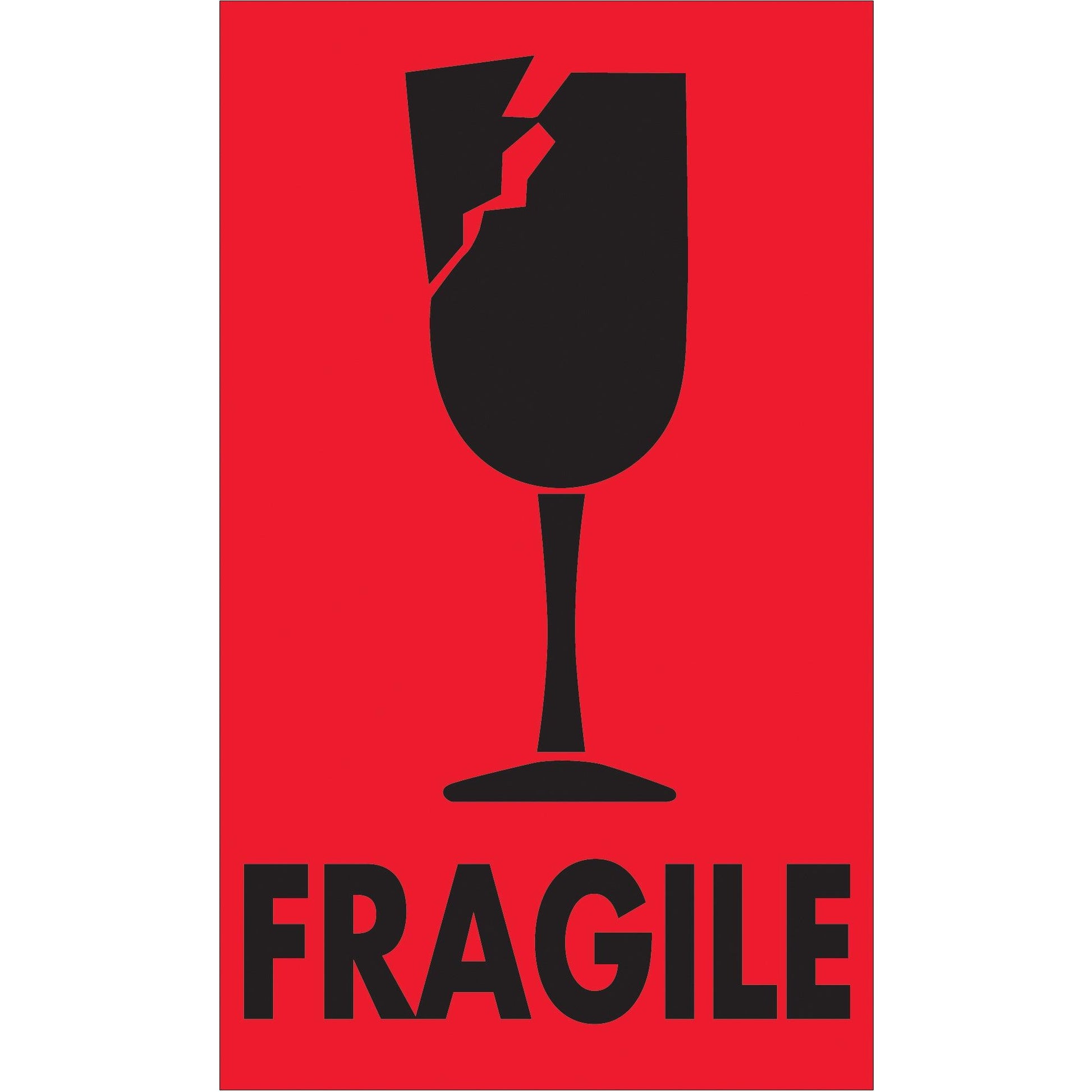 3 x 5" - "Fragile" (Fluorescent Red) Labels - DL2423