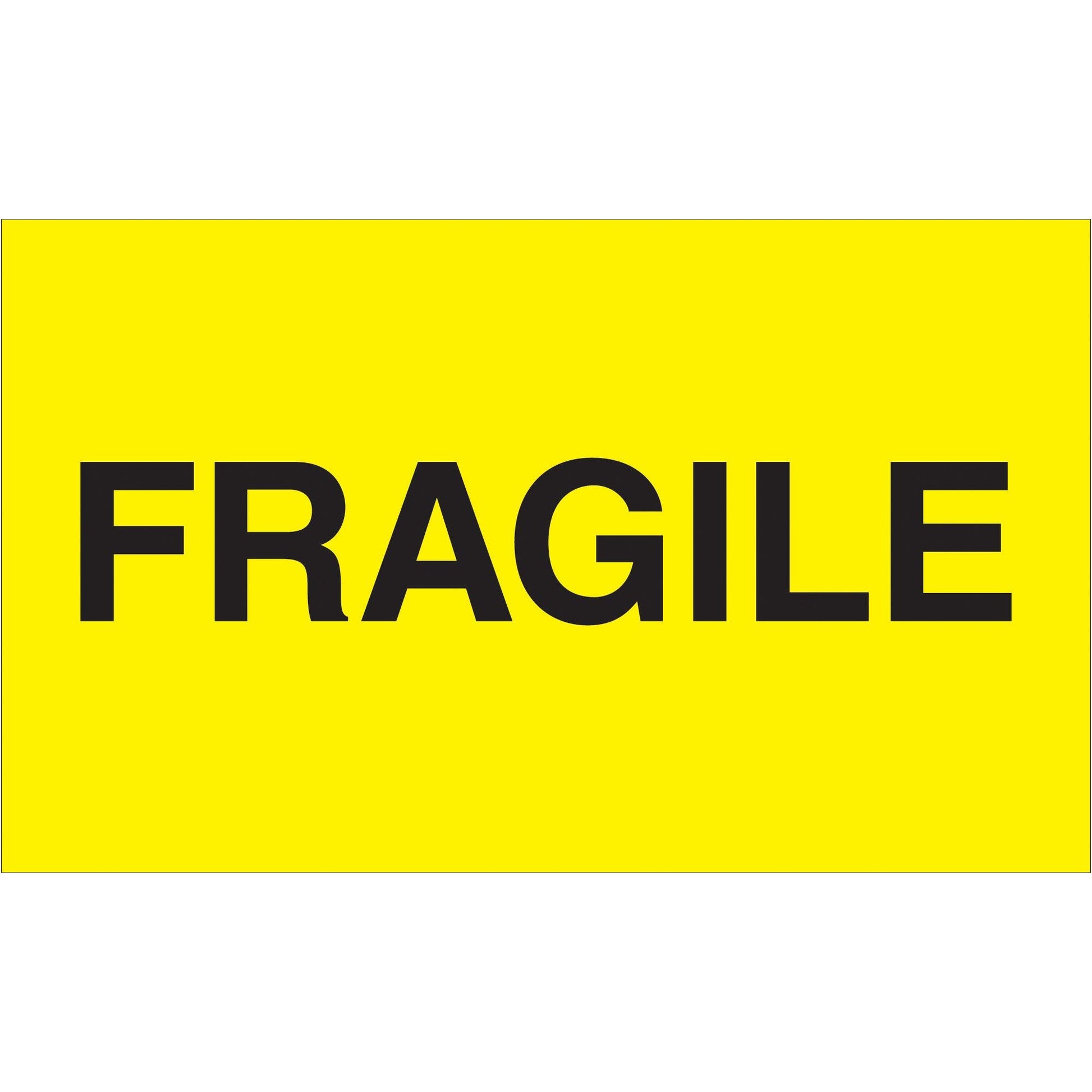 3 x 5" - "Fragile" (Fluorescent Yellow) Labels - DL2422