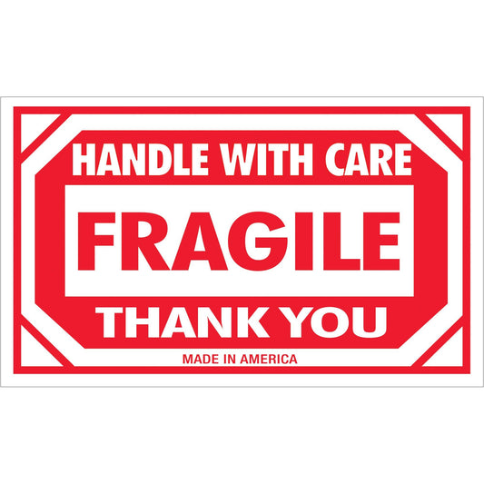 3 x 5" - "Fragile - Handle With Care" Labels - SCL536