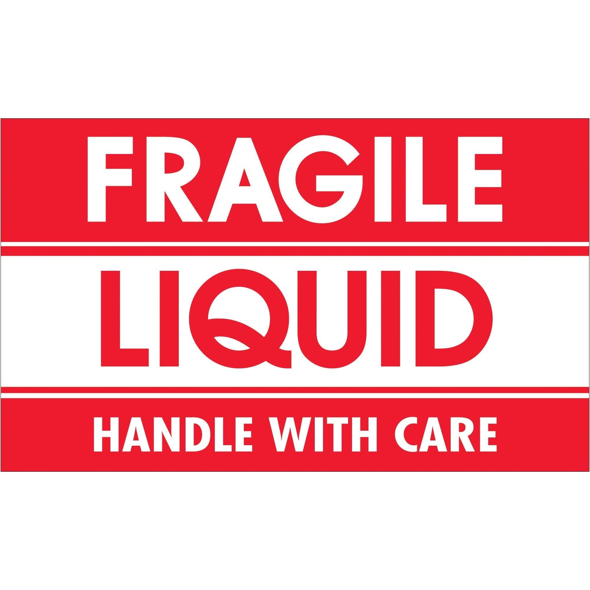 3 x 5" - "Fragile - Liquid - Handle With Care" Labels - DL1300