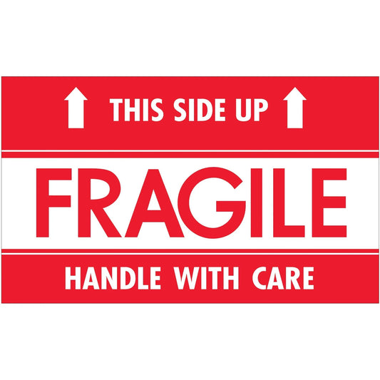 3 x 5" - "Fragile - This Side Up - HWC" Labels - SCL521 Box Packaging Partner