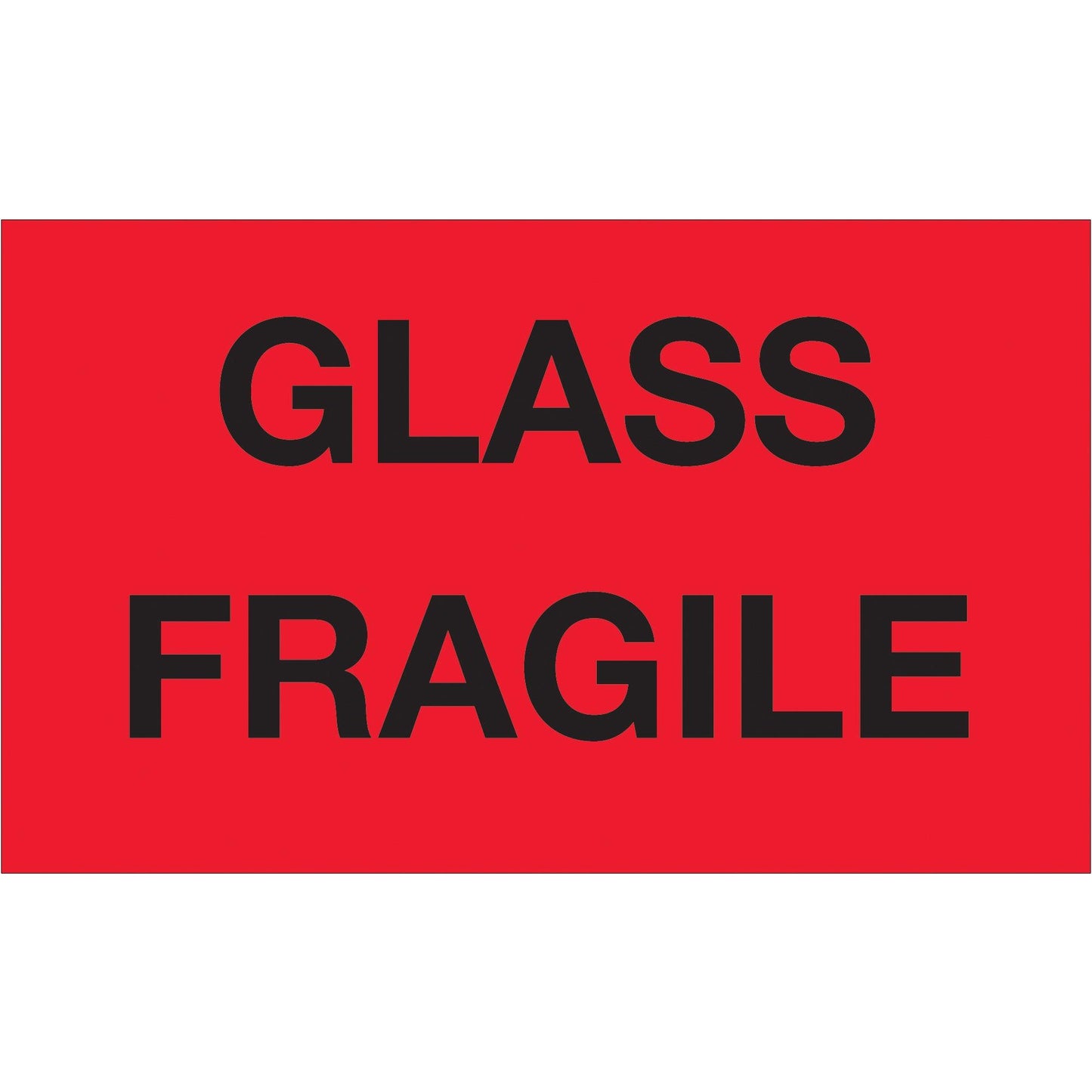 3 x 5" - "Glass - Fragile" (Fluorescent Red) Labels - DL1201